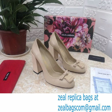 Dolce  &  Gabbana Block Heel 10.5cm Leather Sicily Pumps Beige 2021